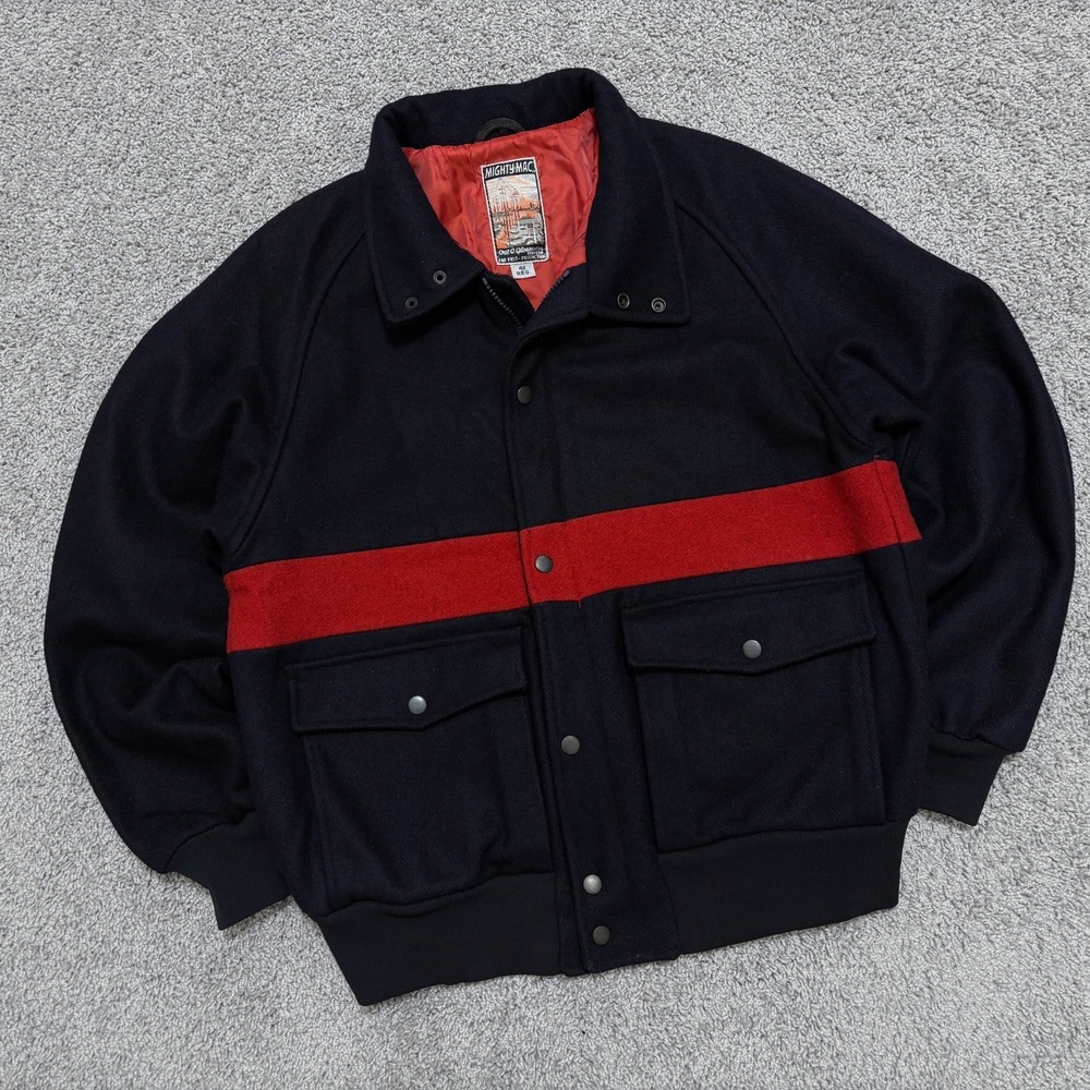 Mighty Mac Out O' Gloucester Jacket Trucker Barn Coat Wool Blend Navy Men 42R